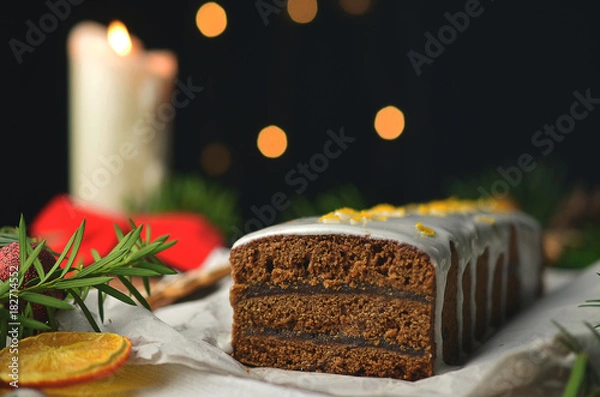 Obraz Gingerbread cake on christmas table