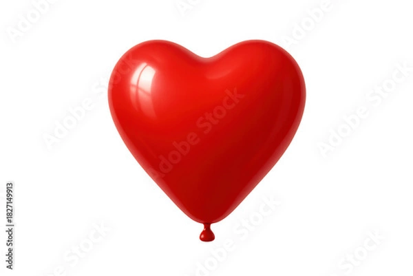 Fototapeta Red heart shaped glossy balloon floating, symbolizing love, romance, passion, celebrating valentine's day, anniversaries, and special moments with affection