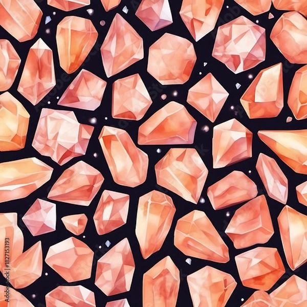 Fototapeta Watercolor crystals pattern on a dark background for design elements