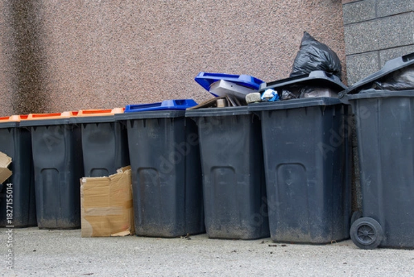 Obraz Wheelie bins in row for refuge collection outdoors