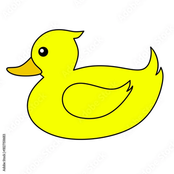 Fototapeta Simple flat illustration of a duck standing on the ground, suitable for farm animals, wildlife, nature, and children’s educational themes