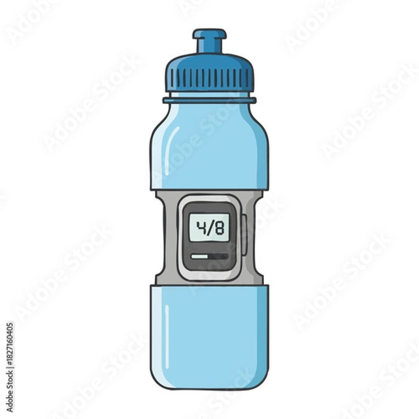 Obraz Blue water bottle with tracker for hydration during Dry January challenge  