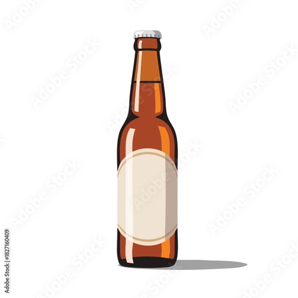 Obraz Non-alcoholic beer bottle on white background representing Dry January challenge  