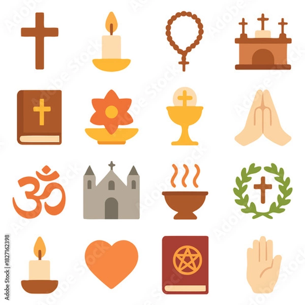 Obraz Symbolic Expressions of Faith: A collection of meticulously crafted religious symbols, each representing different facets of spiritual devotion.