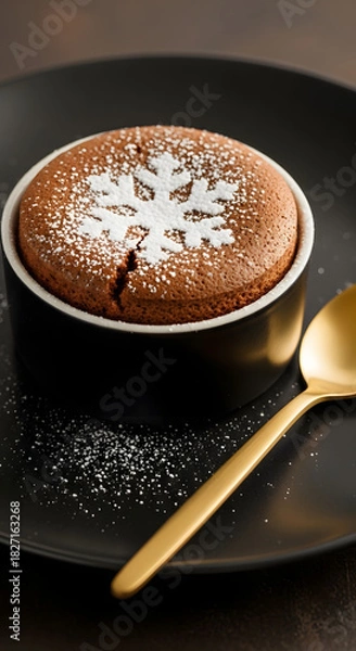 Obraz Chocolate SoufflÃ© with Powdered Sugar Snowflake