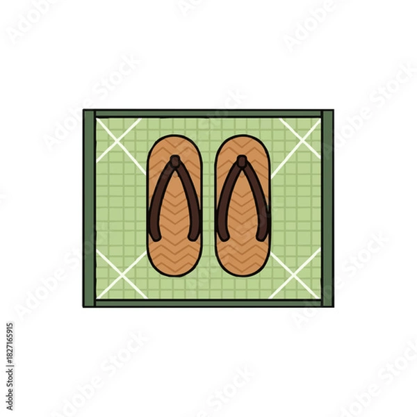 Obraz Zori sandals placed on tatami mat with a concept of Coming of Age Day  