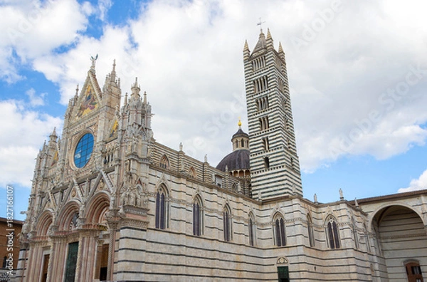 Obraz Majestic Gothic Cathedral with Striped Bell Tower