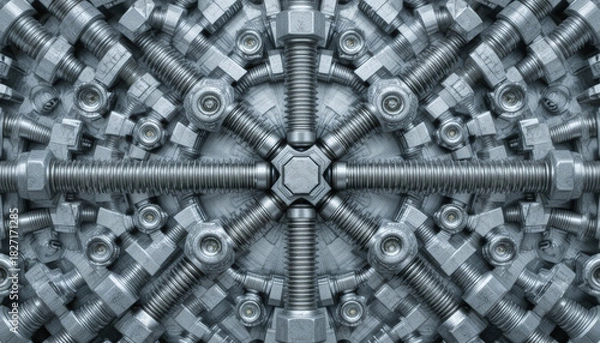 Obraz Bolts and nuts metal pattern industrial abstract