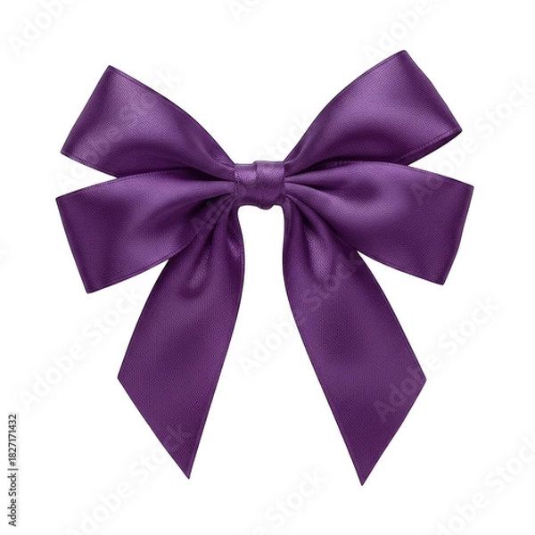 Fototapeta A Luxurious Deep Purple Bow Accent with a Textured Shimmering Surface Isolated on a Transparent Background