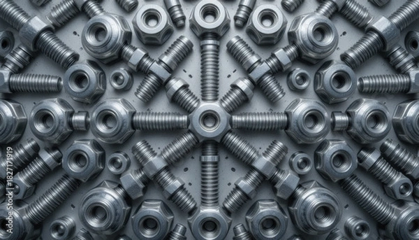 Obraz Metal bolts and nuts industrial pattern background