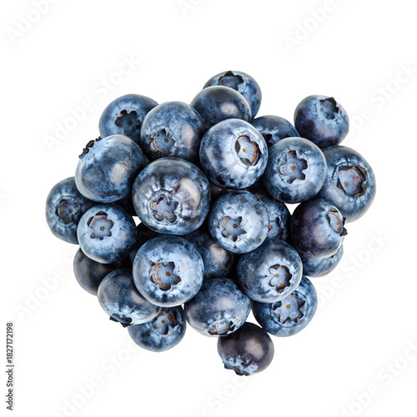 Fototapeta A Pile Of Fresh Ripe Blueberries With A Transparent Background And A Close Up View Of Their Textured Surface