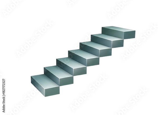 Fototapeta A Realistic 3D Rendered Staircase Ascending With Smooth Metallic Steps Against A Stark Black Background Isolated For Design Projects