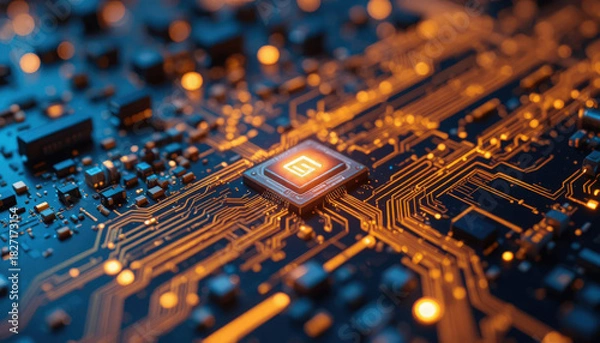 Obraz Electronic circuit board technology microchip design