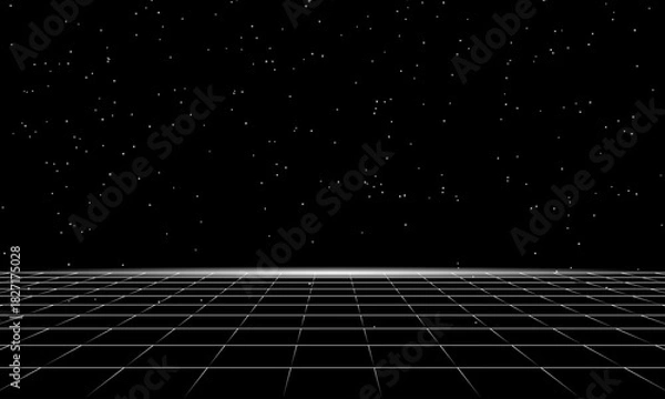 Fototapeta START NEW GAME . pixel art .8 bit game. retro game. for game assets .Retro Futurism Sci-Fi Background. glowing neon grid. and stars from vintage arcade computer games