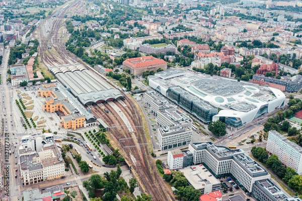 Obraz View from a height of the railway station in the city of Wroclaw, Poland