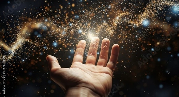 Obraz Reaching Hand in Cosmic Embrace - A Celestial Connection.