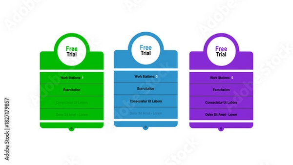 Obraz Three Pricing Tables Account Subscription Plans Stock Vector
