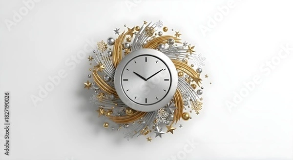 Fototapeta New Year Countdown Clock Surrounded by Luxury Gold Ornaments