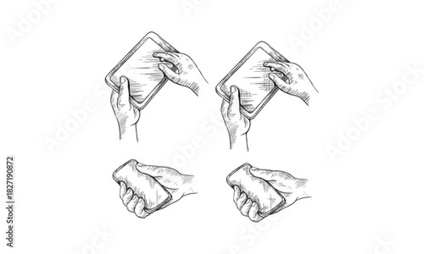 Fototapeta Doodle style mobile devices and smartphones in vector format