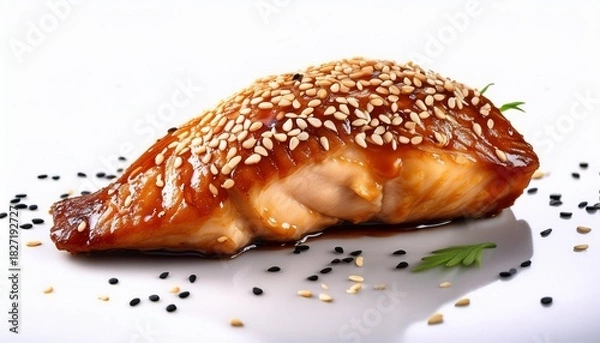 Obraz piece of chicken with sesame seeds on top