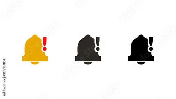 Fototapeta Notification Bell Exclamation Mark Icon Vector Illustration