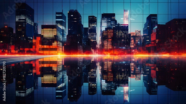 Obraz city skyline at night