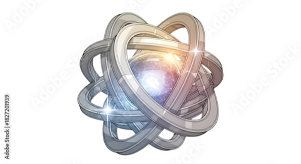 Fototapeta Silver Abstract Sphere with Shining Light