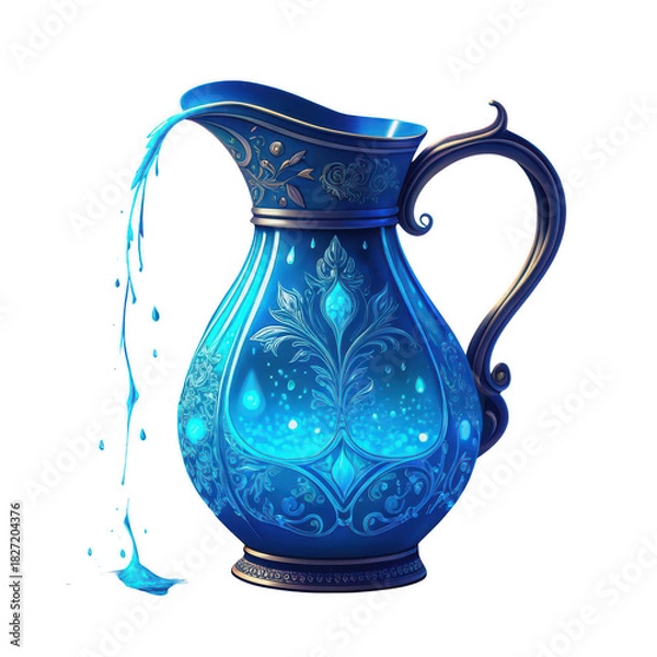 Obraz Pitcher with glowing liquid pouring from spout over