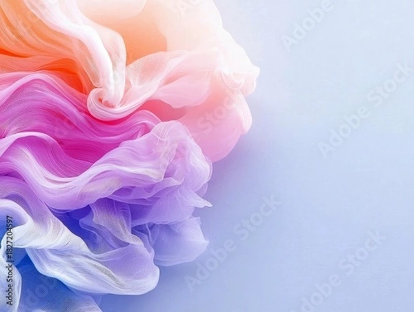 Fototapeta Abstract image of flowing fabric in a gradient of colors, with soft lighting and a minimalist background.