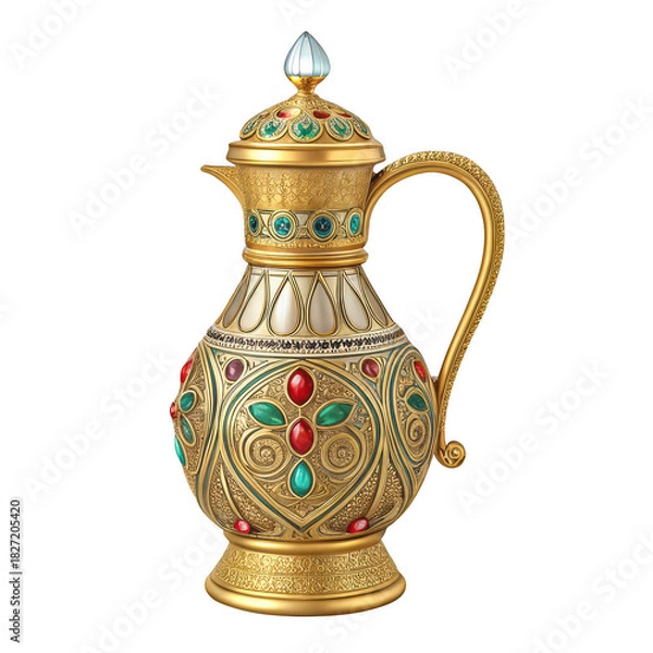 Obraz Dallah coffee pot with intricate design and gemstones