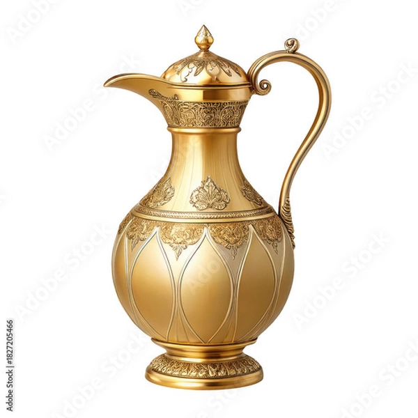 Obraz Engraved brass dallah coffee pot with ornate handle