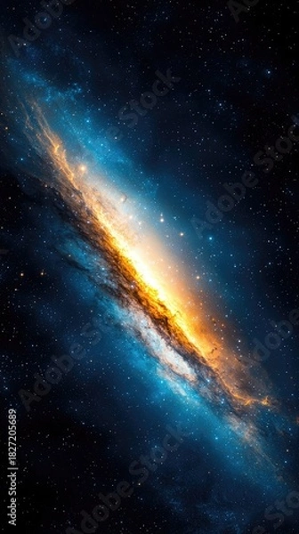 Fototapeta A vibrant image of a galaxy with bright light and stars, showcasing the beauty of space.