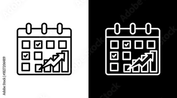 Fototapeta Calendar With Graph With Icon Set Design