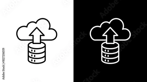 Fototapeta Cloud With Arrows With Icon Set Design
