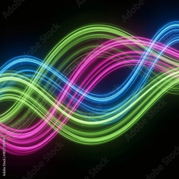 Obraz Neon Spectrum Futuristic Pink–Green–Blue Vivid Lightwave Lines 11