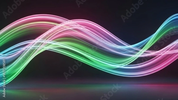 Obraz Neon Spectrum Futuristic Pink–Green–Blue Vivid Lightwave Lines 4