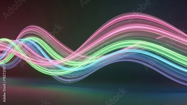 Obraz Neon Spectrum Futuristic Pink–Green–Blue Vivid Lightwave Lines 1