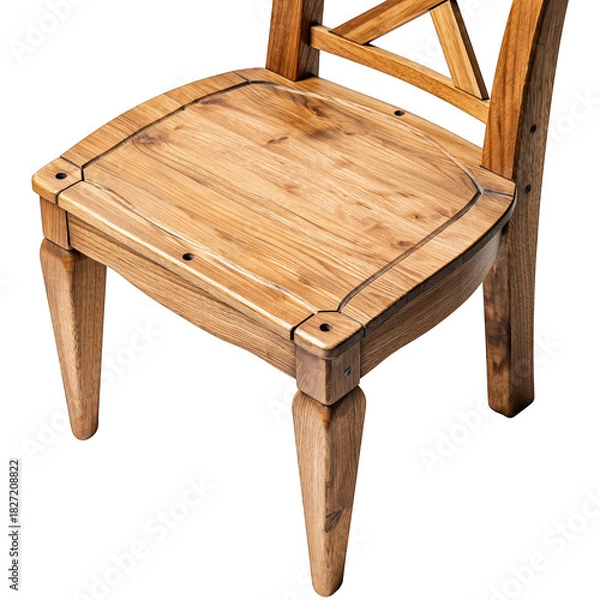 Obraz Antique wooden chair with intricate carvings and distressed finish isolated on a neutral background showcasing rustic charm and timeless design