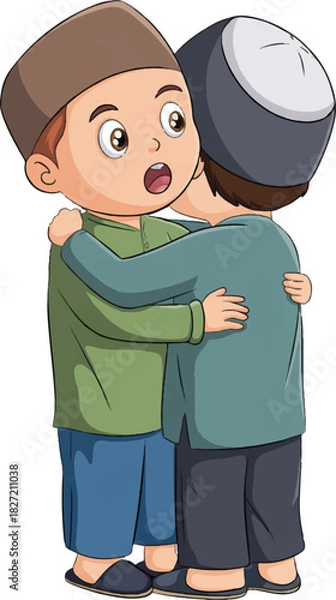 Fototapeta two boy embrace 