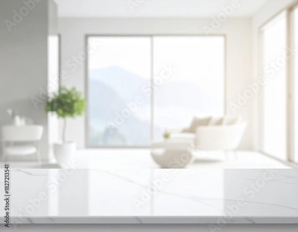 Obraz Smooth indoor counter shot with dreamy haze white