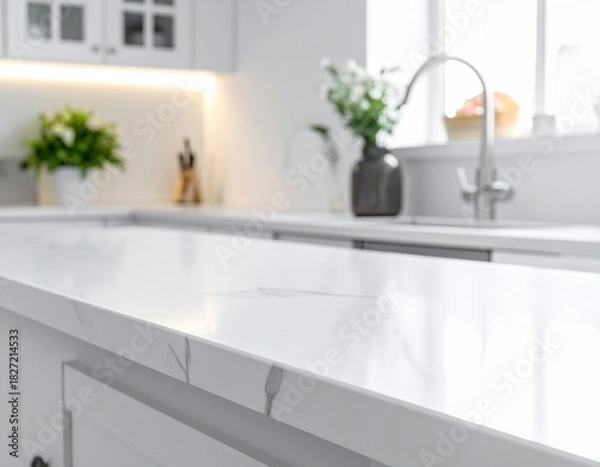 Obraz Macro-style counter detail with soft home blur white