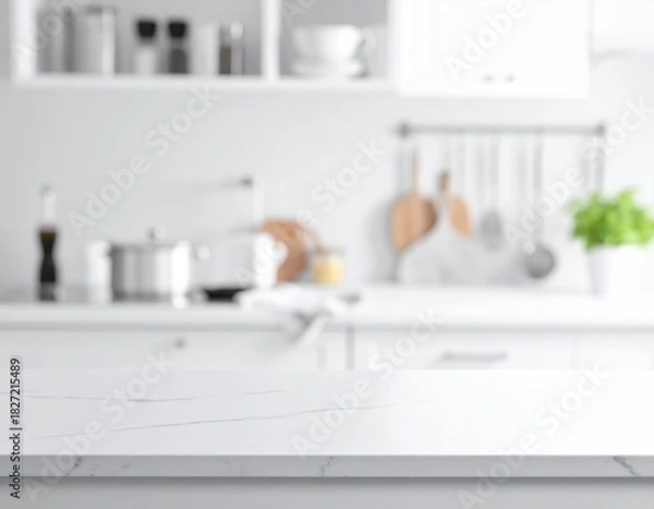 Obraz Crisp minimal cooking counter in light blur white