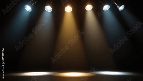 Obraz Glowing white spotlights set. 3