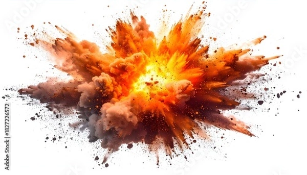 Fototapeta A vibrant, exploding burst of orange and yellow light, expanding from a central core