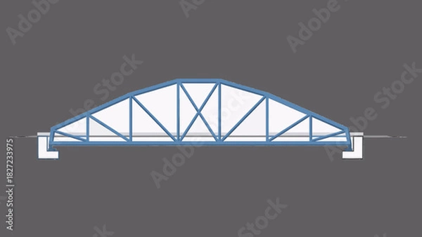 Obraz Truss Bridge Structural Side View Vector Illustration