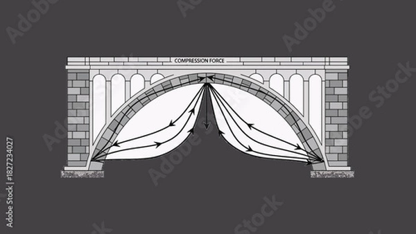 Fototapeta Arch Bridge Compression Force Structural Vector