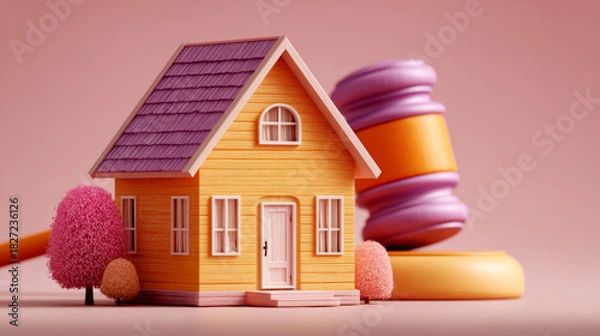 Obraz Miniature House with Gavel