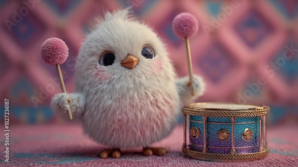 Obraz Adorable Chick Playing Drums