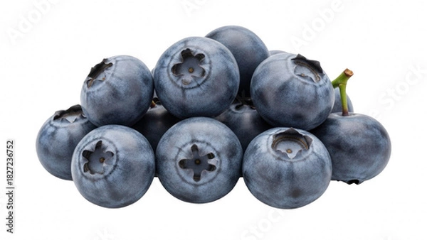 Obraz A small pile of fresh, ripe blueberries with a slight natural bloom, isolated on transparent background