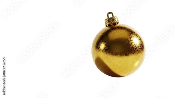 Obraz A single shiny golden christmas tree ornament ball isolated on transparent background